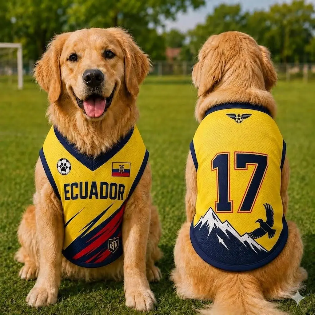 Full Print Ecuador Pet Soccer Jersey, Football Pet Jersey, Soccer Outfit for Dogs Cats, Gift for Dogs Cats