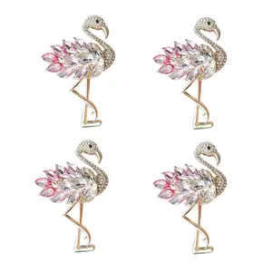 4pcs Fashion Corsage Female Colorful Zirconia Flamingo Pin Suit Coat Brooch Mori Chic Corsage, Suitable for Banquets, Parties and Events, The Best Gift for Family, Friends, Mothers, Grandmothers, Birthday Gifts, Party Gifts, Pro