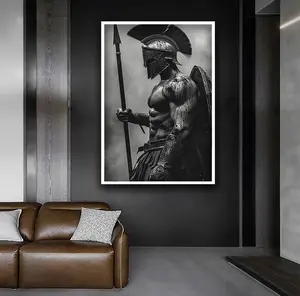 Gladiator Poster Art, Spartan Soldier Canvas Painting, Ancient Ages Greek Warrior Wall Art, Warrior Canvas Wall Art, Muscular Man, Ornaments Room