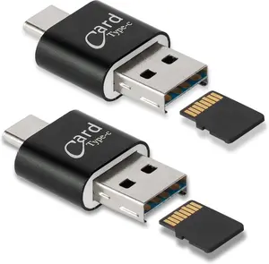 [2 Pack]  SD Card Reader for Android Phone, SD Card to USB Adapter, Mini USB C Card Reader for Camera Memory Card Reader,  Card Reader for PC and Android Phone