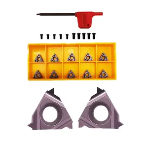 Lathe Threading Inserts 5pcs11ER A60 +5pcs 11IR A60,with M2.2 * 6 Screw + M3.5 * 10 Screw +1pcsT8 Wrench for External Thread/Internal Thread Turning Tool Holders for Stainless Steel and Iron