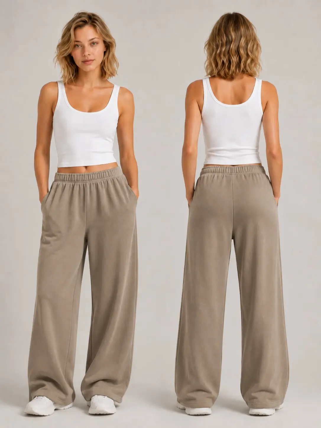 Unisex Soft Logo Lounge Sweatpants, Peach Fuzz Fabric, Stretch Elastic Waistband, Side Pocket, Relaxed Fit Casual Pants for Women & Men Womenswear Bottom