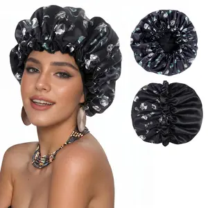 Satin Bonnet Sleep Cap, Double Layer Soft Hair Turban for Women Girls, Reusable Night Sleeping Hair Protection Bonnet