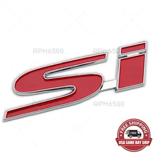 For Honda Si Rear Trunk Lid Chrome Red Letter Logo Badge Nameplate Emblem Sport