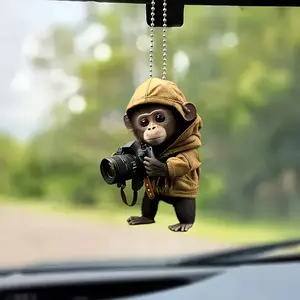 Cute Monkey Design Car Rearview Mirror Hanging Ornament, Multifunctional Car Interior Decoration, Rearview Mirror Pendant, Car Accessories