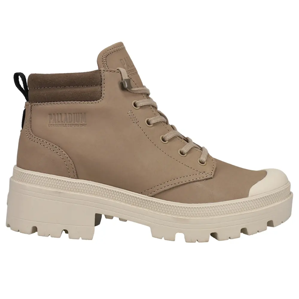 Palladium Womens Pallabase Lo Cuff Round Toe Lace Up Casual Boots Ankle Low Heel 1-2" - Brown