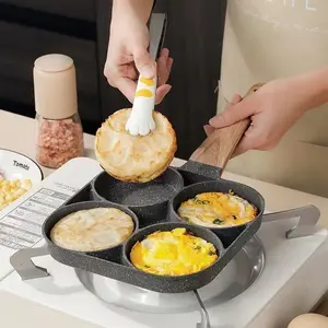 Non-Stick 4-Hole Egg Cooker, Breakfast Burger Bacon Steak Grill Cooking Pan, Non-Stick Pancake Egg Maker, Food Pans, Egg Skillet Pan, Perfect for Morning Meals