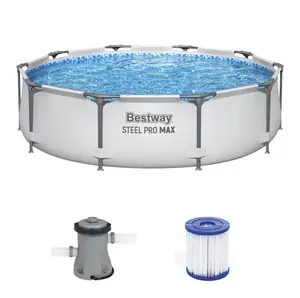 Bestway Steel Pro MAX 10 Feet x 30 Inches Round Above Ground Outdoor Swimming Pool with Pump, above-ground swimming pool, family pool, outdoor sports
