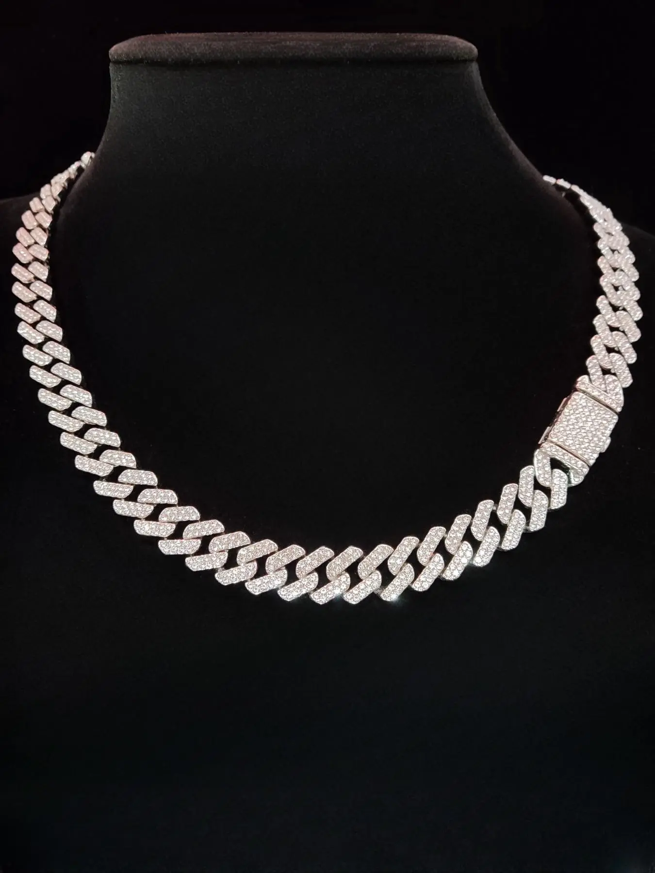 Cuban Chain Necklace, Cuban Necklaces, Cuban Link Design, Fashionable Rhinestone Decor Necklace for Party, Daily Clothing Decor, Trendy All-match & Exquisite Jewelry for Birthday Gift, Cubanlink, Fashion Cool Accessories, Fashion Accessory Necklace