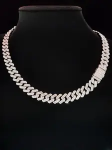 Cuban Chain Necklace, Cuban Necklaces, Fashionable Rhinestone Decor Necklace for Party, Daily Clothing Decor, Trendy All-match & Exquisite Jewelry for Birthday Gift