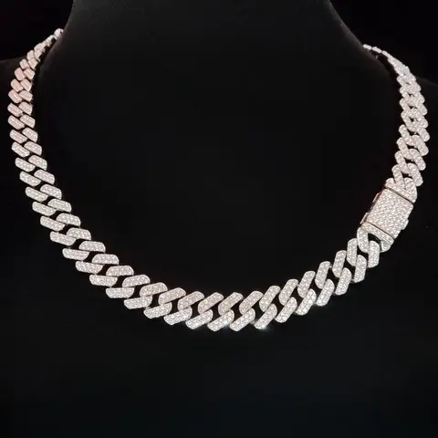 Cuban Chain Necklace, Cuban Necklaces, Cuban Link Design, Fashionable Rhinestone Decor Necklace for Party and Daily Wear, Trendy All-Match & Exquisite Jewelry for Birthday Gift, Fashion Cool Accessories