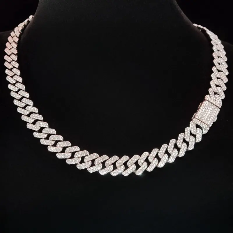 Cuban Chain Necklace, Cuban Necklaces, Cuban Link Design, Fashionable Rhinestone Decor Necklace for Party and Daily Wear, Trendy All-Match & Exquisite Jewelry for Birthday Gift, Fashion Cool Accessories