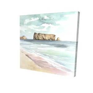 Begin Home Decor 2080-2424-LA169 24 x 24 in. Coastal Marine Turquoise Canvas Rocher Perce Home Decor