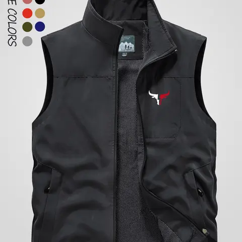 Men's Multi-Pocket Vest Sleeveless Gilet, Quick Dry Breathable Outdoor Vest for Hiking, Camping and Fishing, Summer Breathable Workwear