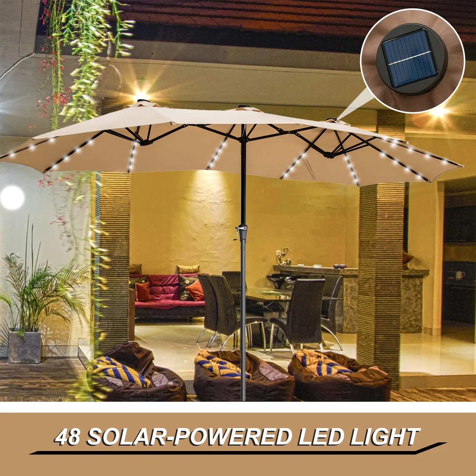 GDY 15ft Large Patio Umbrella, Double-Sided Outdoor With Rectangle Table, Patio Umbrellas without base ,fade resistant Large Double-Sided