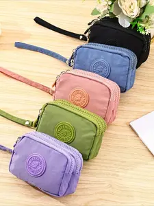 Simple Waterproof Key Bag Nylon Zipper Coin Purse, Durable Lightweight Design, Perfect for Daily Use & Travel Essentials, Zip Around Wristlet, Durable Pouch