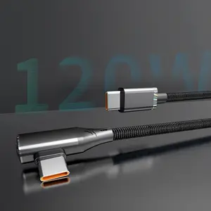 100w Braided Data Cable, Bendable USB to Elbow Type-C, High-Speed Data Transfer, Ideal for Smartphones & Car Laptops