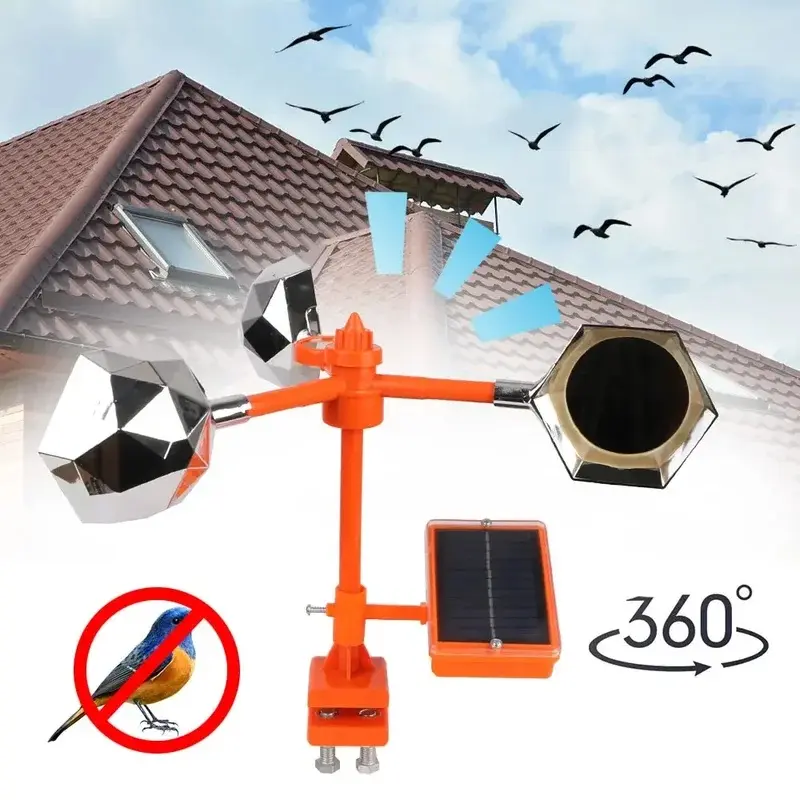 Solar-Powered Wind Bird Deterrent Device - 360° Rotation, Waterproof, Sound & Outdoor Reflective Function, Single Unit for Garden & Farm Protection (Home Supplies)