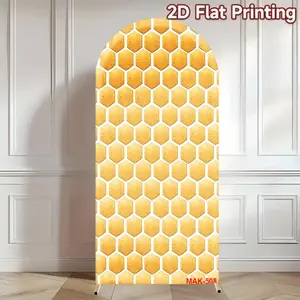 Gold Honeycomb Arch Backdrop Cover for Baby Shower Birthday Party Background Decor Double-Sided Spandex Fabric