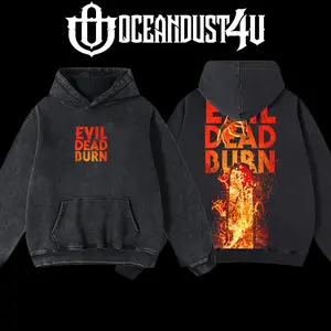 OceanDust4U Evil Dead Burn Skull Men's Hoodie, 100% Premium Cotton, Oversized Fit, Pre-Washed, Unisex, Classic Top, American Made