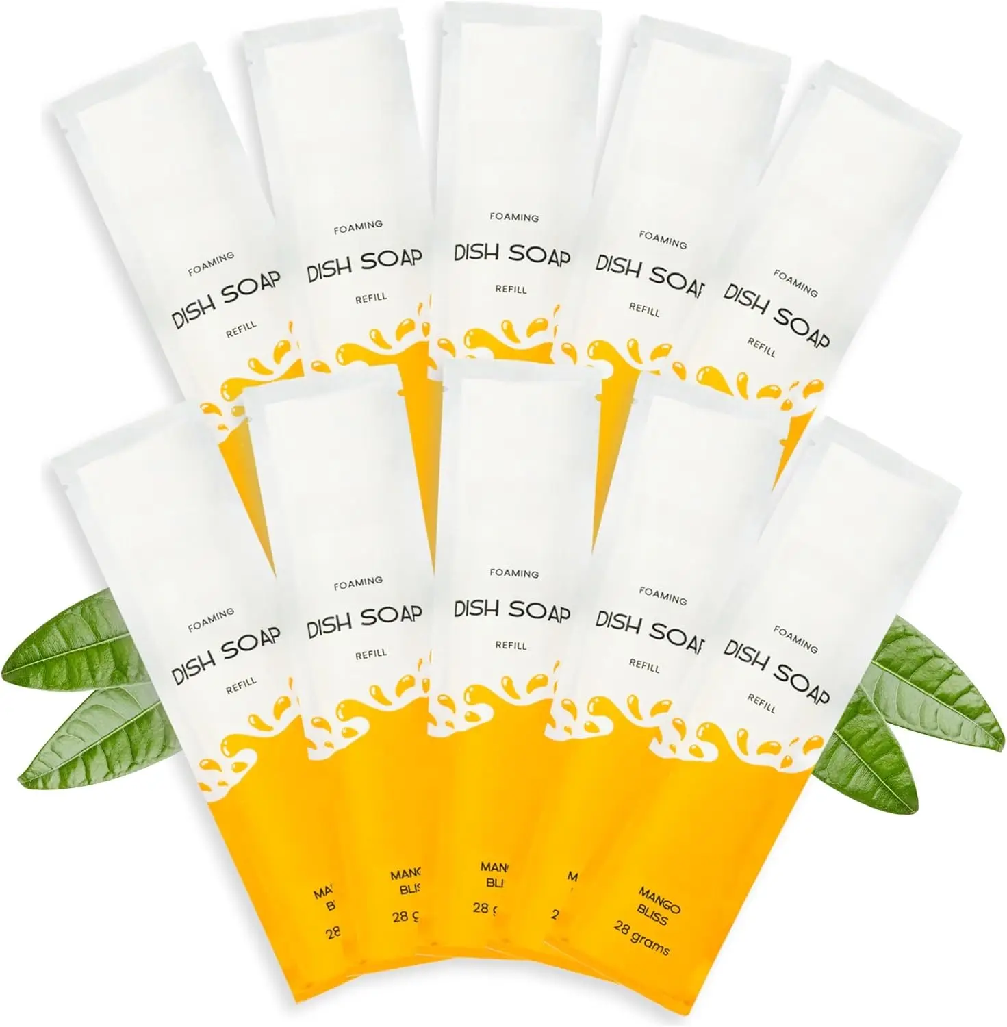 Foaming Dish Soap Refill  (10pk), Concentrated  Refills Make 10 Bottles x12 oz each of  Dish Soap, Zero , Gentle on Hands (Mango )