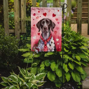 German Shorthaired Pointer My Valentine Garden Flag Mailbox Flag Decorative Yard Flag Banner Outside Patio Artwork Yard Flower Beds, Garden Size, Multicolor