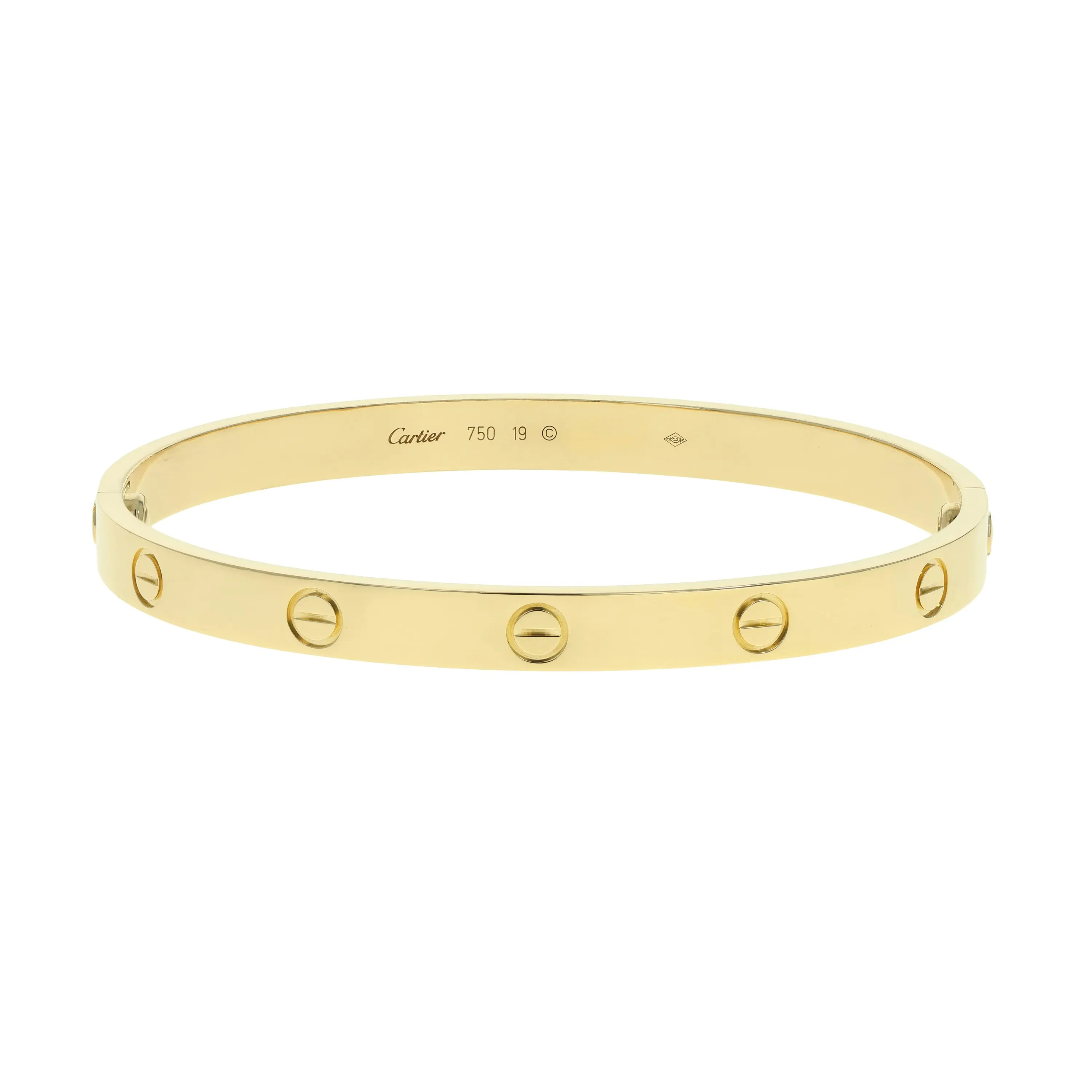 Pre-owned Cartier Love Bangle Bracelet Size 19