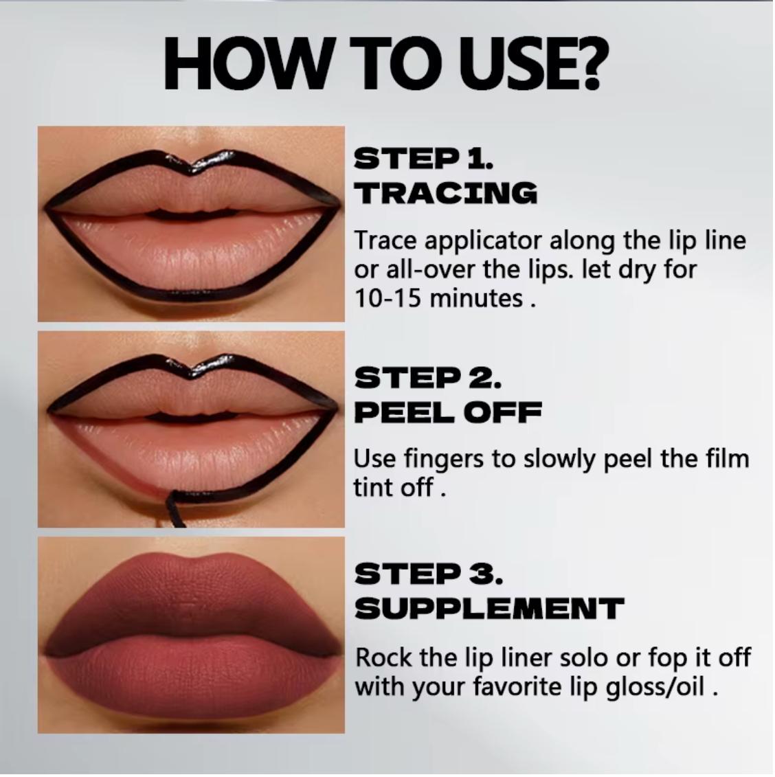 Tear-Off Matte Lip Stain Tattoo Dyed Lip Tint Peel-Off Liquid Lipstick Waterproof Lasting No Fading Lip Gloss #1 Glossy Cosmetic Makeup