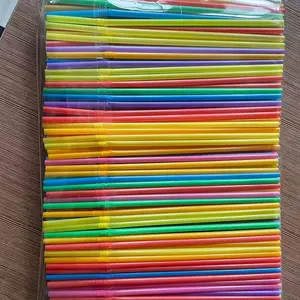 200pcs 8 Inch Colorful Striped Plastic Straw, Foldable Durable Disposable Drinking Straw, Smooth Surface, Large Capacity, Ideal for Parties