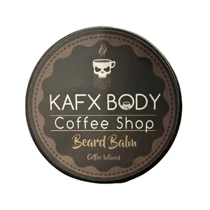 KAFX Body Coffee Shop Coffee Infused Beard Balm Softens Beard Hydrates Skin Provides Hold Coconut Cocoa 2oz Metal Tin