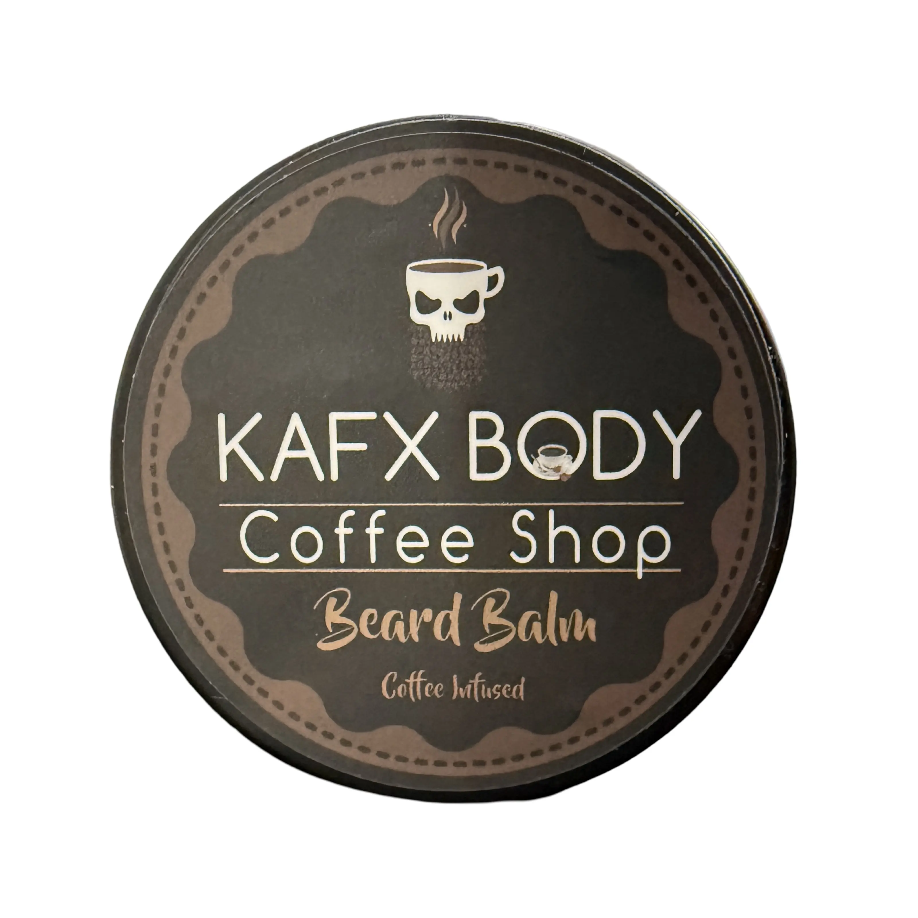 KAFX Body Coffee Shop Coffee Infused Beard Balm Softens Beard Hydrates Skin Provides Hold Coconut Cocoa 2oz Metal Tin