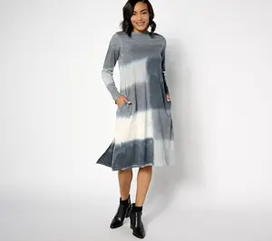 LOGO by Lori Goldstein Regular Boatneck Tie Dye Dress