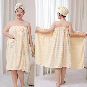 Women's Plus Size Bamboo Fiber Bathrobe – Quick Dry Absorbent Wearable Shower Skirt Spa Wrap Towel Dress