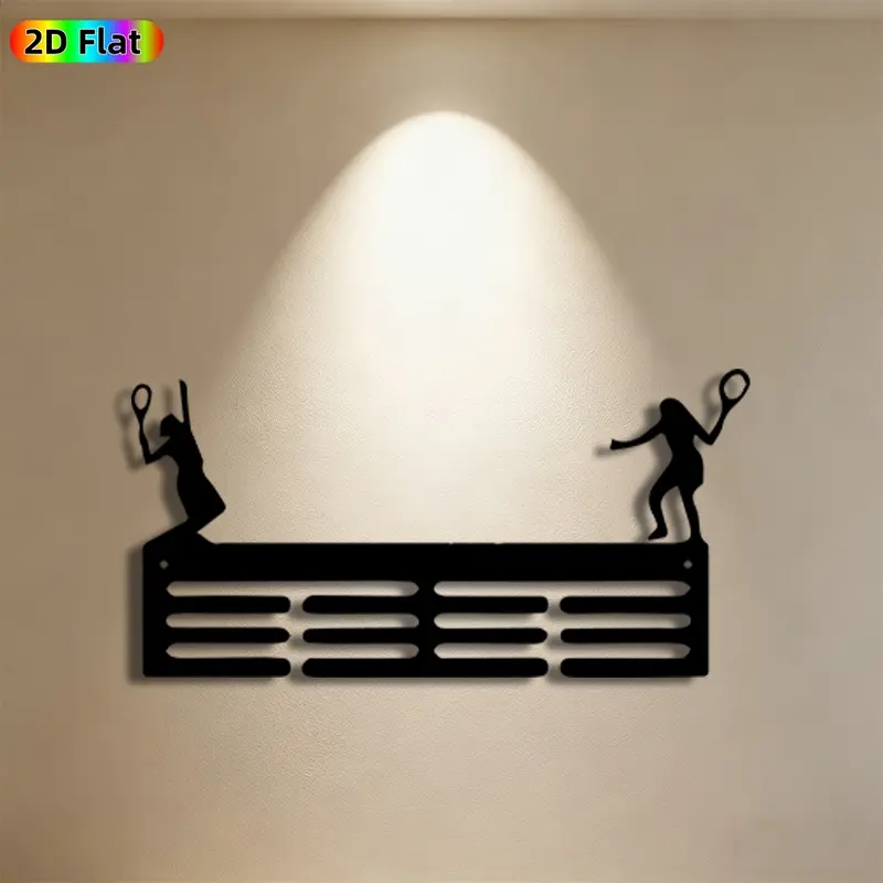 1pc Tennis Player Silhouette Metal Wall Art+Tennis Match Statue Mural, Ideal Gift for New Year, Easter, Tennis Sports Enthusiasts, Weather-Resistant+Metal Wall Decor Wall Sculptures, Perfect for Outdoor Wall Fence Tennis Fans