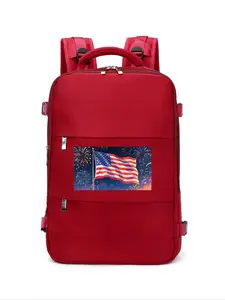 Customizable American Flag Star Print Backpack, Lightweight Durable Large Capacity Laptop Bag, Adjustable Straps Patriotic Gift for Work Travel Outdoor