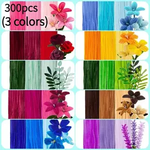 3-color series pipe cleaners - various bright colors, thick and fluffy chenille stems, suitable for arts and crafts, ideal for making animals, flowers, and DIY holiday decorations, for Handmade Gifts