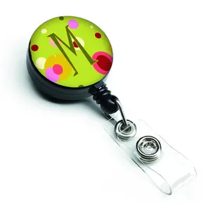 Carolines Treasures CJ1010-MBR Letter M Monogram Lime Green Retractable Badge Reel