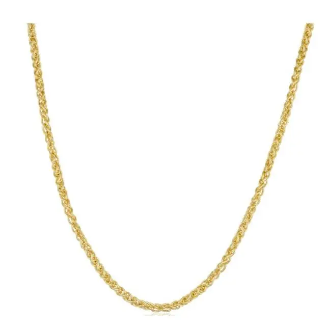14k Yellow Gold Filled 2.5mm Round Wheat Chain Necklace