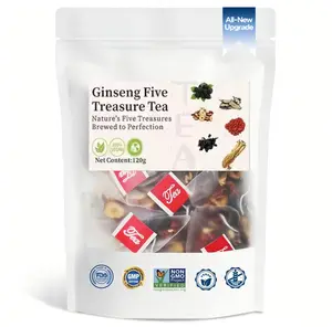 [FiveTreasureTea]-KidneyTeaFormula GinsengFiveTreasuresTeaOrganicKidney CleanseTea,TraditionalKidney Cleansing TeaforMen&Womenbalanceformula ginseng gentle detox