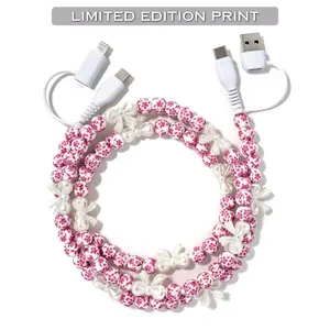 Beaded Phone Charger Cherry Blossom Pink