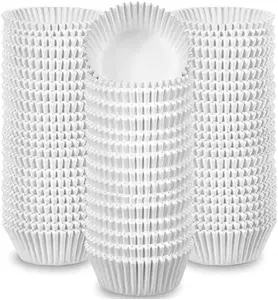100 Jumbo Cupcake Muffin Liners 2 1/4" X 1 7/8" | Large Tall White Fluted Baking Cups Cupcake Liners HOUZZKINGZ USA