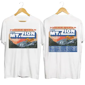Josiah Queen - The Mt. Zion Tour 2026 Shirt,Christian Worship Concert Graphic Tee Double Sided Faith Music Shirt for Men Women Fans, Vintage Mountain Aesthetic Outfit Gift