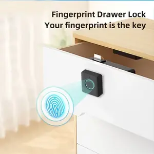 Smart Fingerprint Drawer Lock, Security Lock, Intelligent Biometric Identification, Keyless Entry, Easy Installation, Minimalist Design, Suitable for Cabinets, Cupboards, Storage Cabinets, File Cabinets, Safe and Anti-Theft