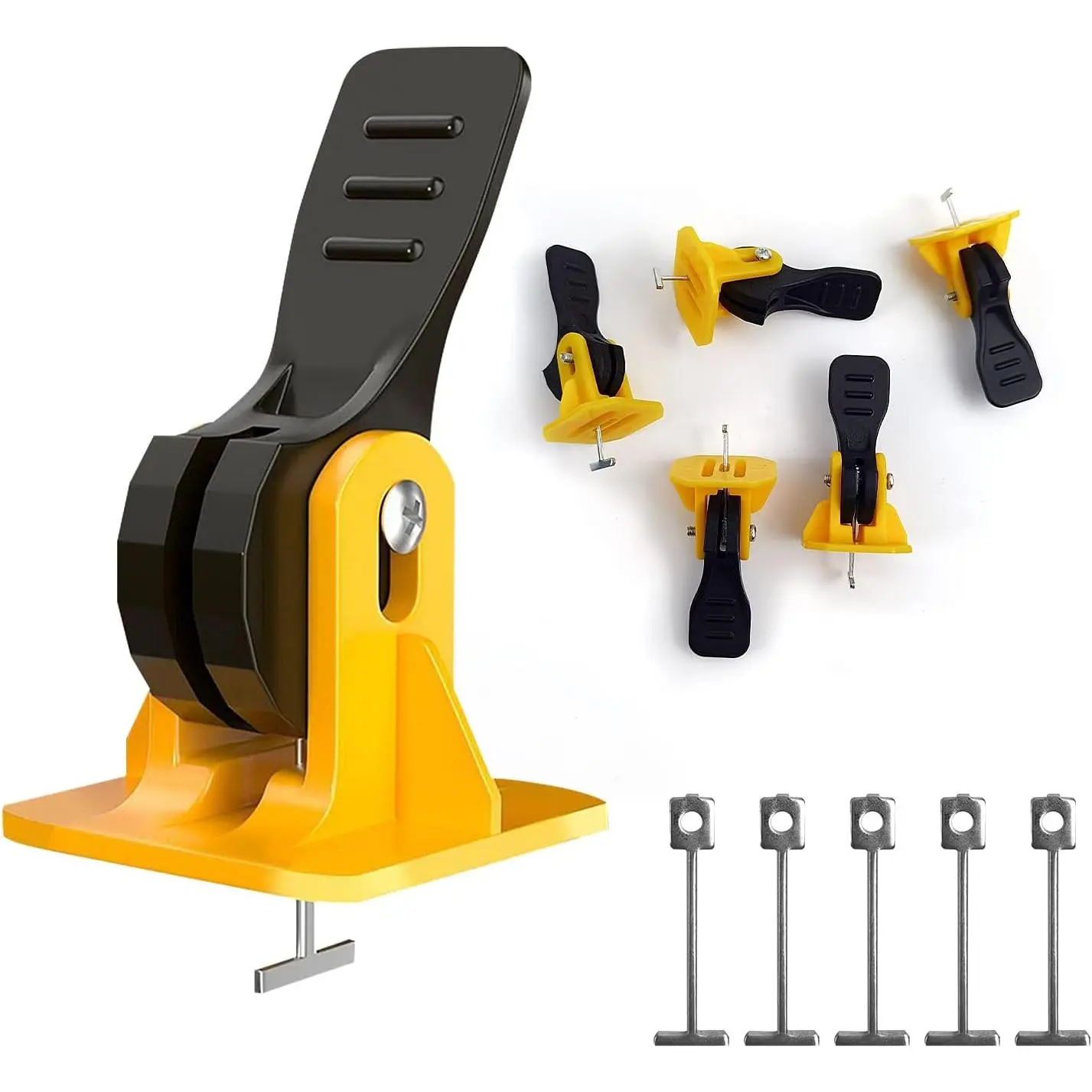 100PCS Tile Spacers Leveling System Set, 100 Reusable Tile Levelers+50 Replaceable T-PINs, Tile Leveling Clips Fit 8-12mm Tiles, Tile Spacers Tool Set for Wall & Floor (100)