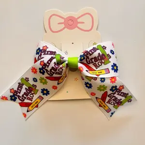 First Grade Hair Bow with Alligator Clip for Girls