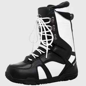 Alpine Swiss Men's Snowboard Boots | Waterproof, Custom-Fit Liner, Medium Flex for All-Mountain Riding, Winter Snow Boots Black White 7 M US