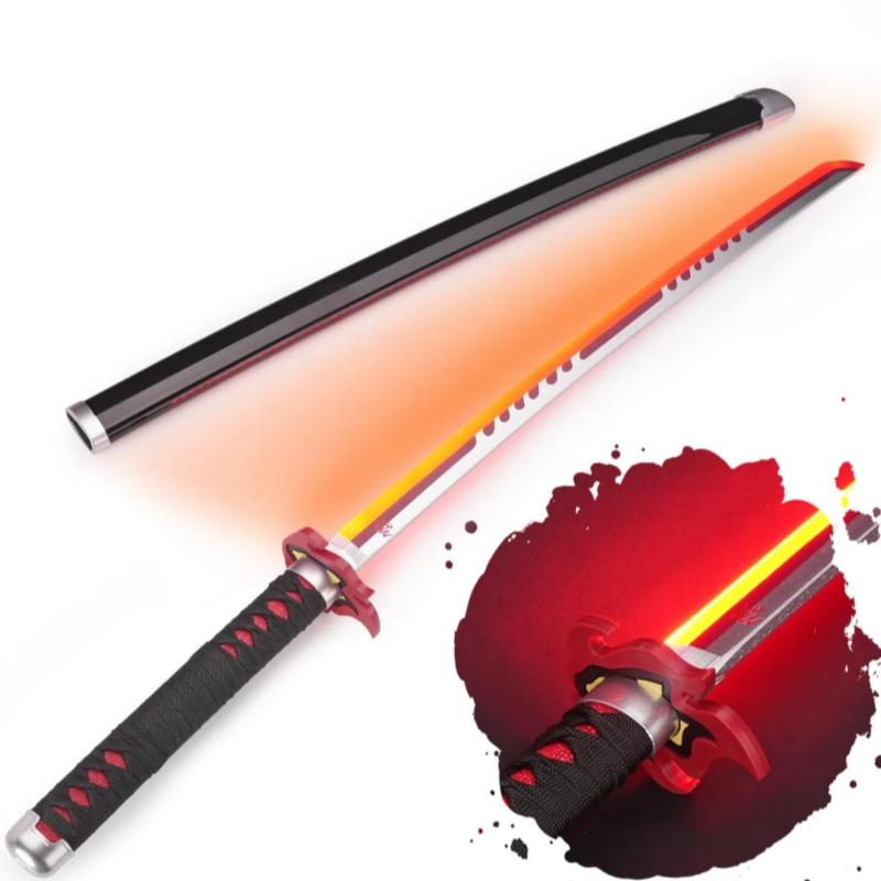 Swords Republic Light-Up Demon Slayer Katana 41 Inch Collectible Gift with Rechargeable USB Lightsaber Retractable Neopixel Lightsaber