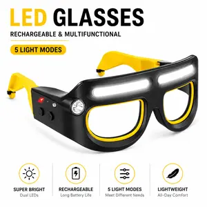 USB-C Rechargeable LED Glasses Light, Gesture Sensor Wearable Headlamp with 5 Lighting Modes for Camping, Car Repair, Night Walking & Work