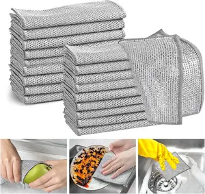 20/10 Pack Non-Scratch Wire Dishcloth, Multipurpose Reusable Wet Dry Dishwashing Rags, Synthetic Kitchen Cleaning Towels for Sinks Pots Pans Daily Household Cleaning