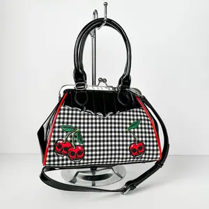 Cherry Skull Gingham Kisslock bag